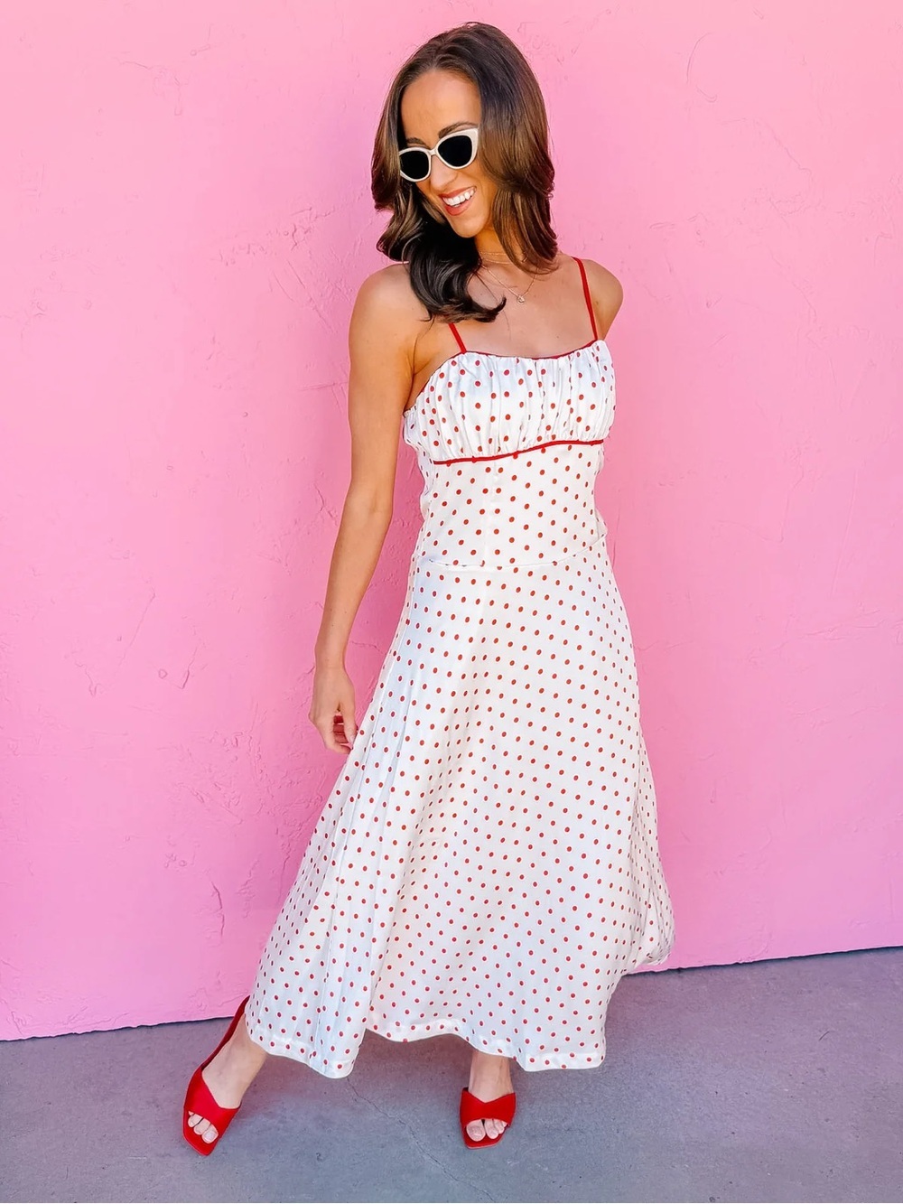 NWT Skies Are Blue Red Polka Dot Midi Dress - Picture 4 of 7